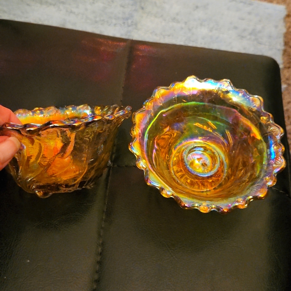 COPY - Carnival glass candle holders